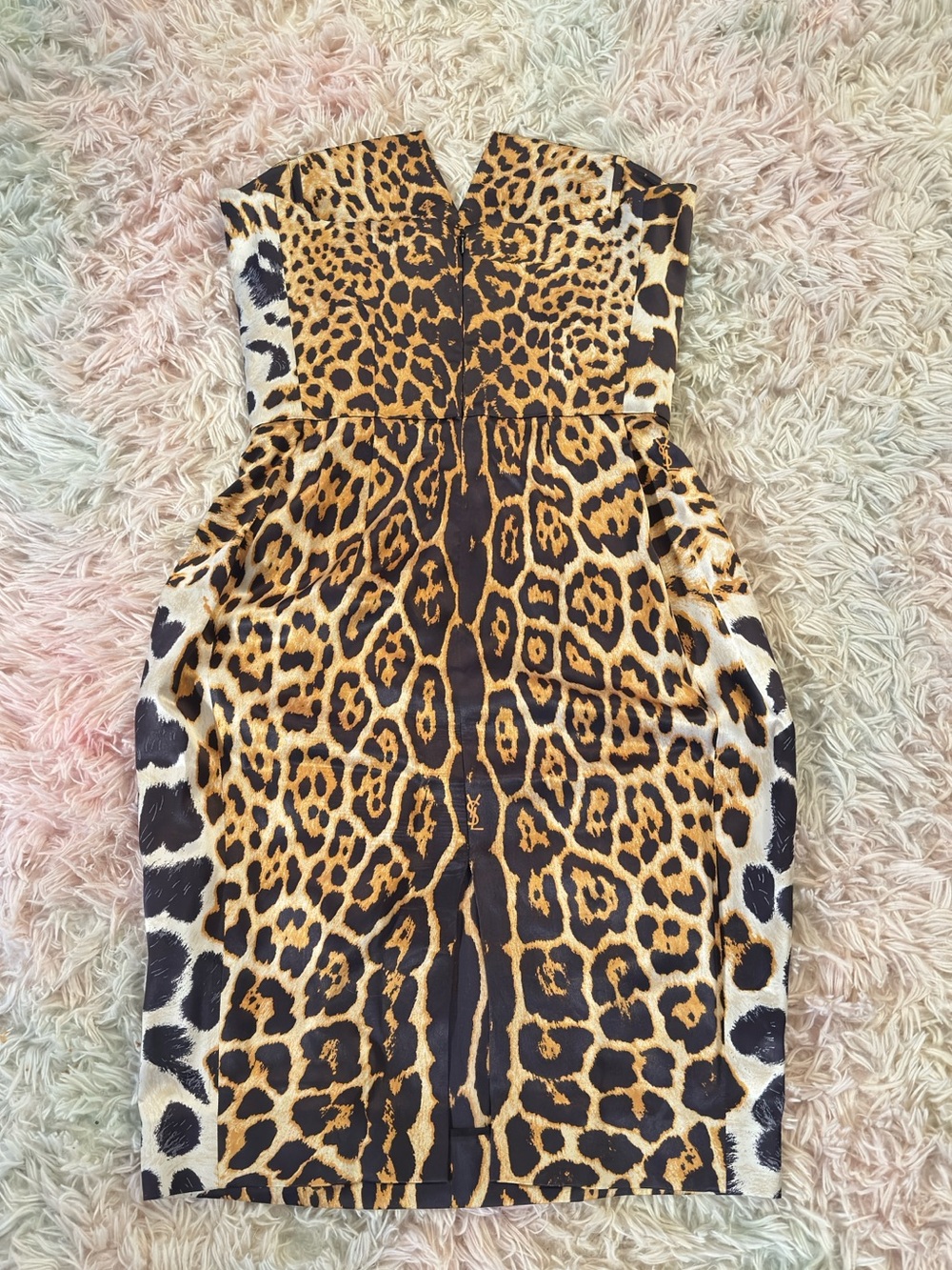 Yves Saint Laurent Vintage Leopard Print Strapless Dress Size 38 - Picture 4 of 16